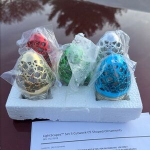 LightScapes Metallic Cutwork C9 Holiday Ornaments - Assorted Colors (Set of 5)